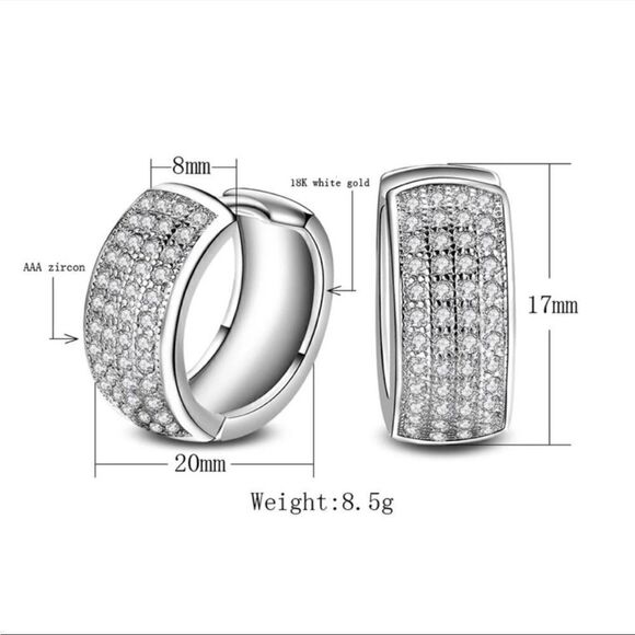 #32 Sterling Silver Micro Pave Chunky Small Hoops - Picture 5 of 6